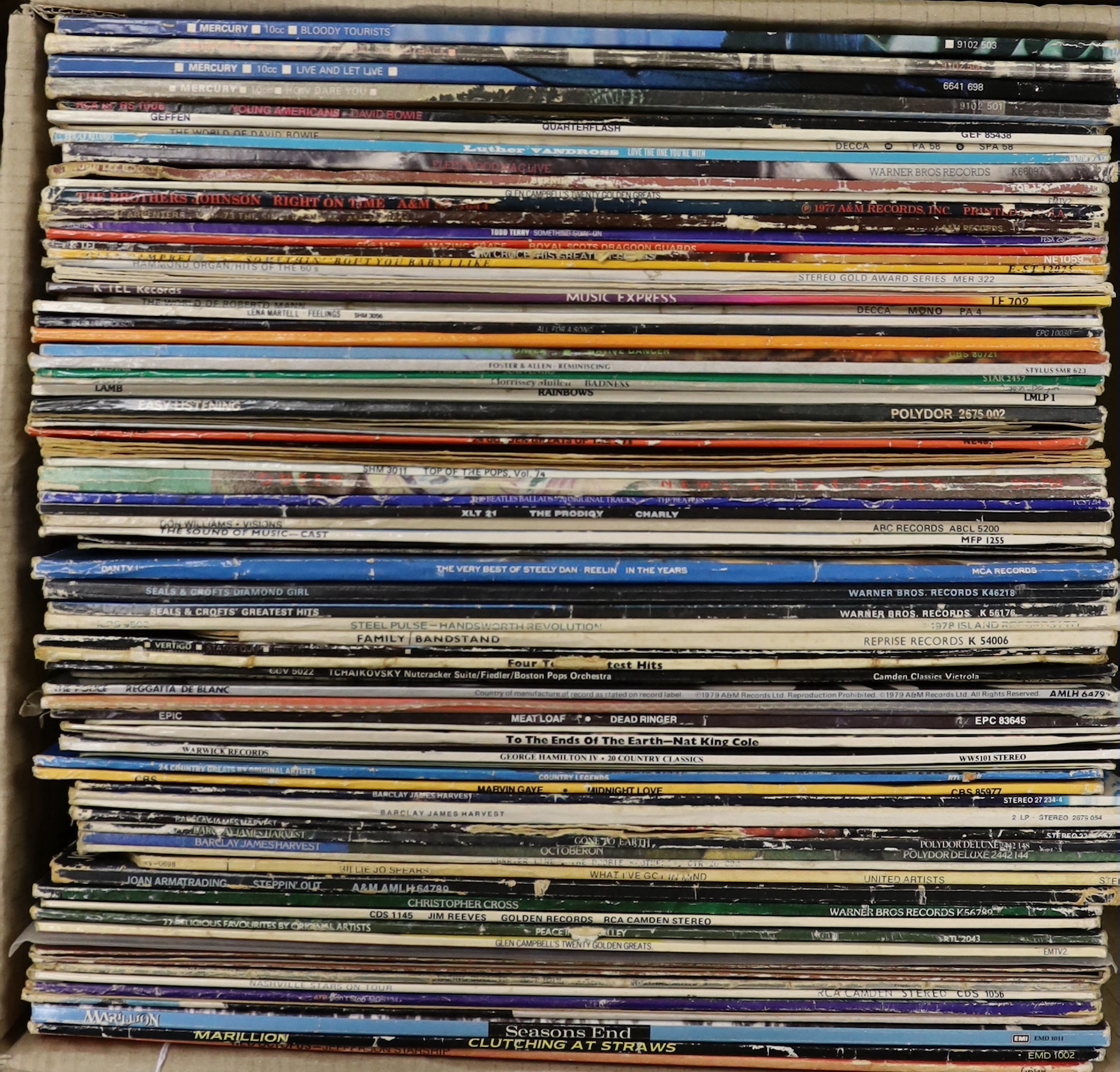 Eighty mostly 1970's/80's LPs etc., including Marillion, Jim Reeves, Barclay James Harvest, Meat Loaf, Steely Dan, Queen, Fleetwood Mac, David Bowie, 10cc, etc.